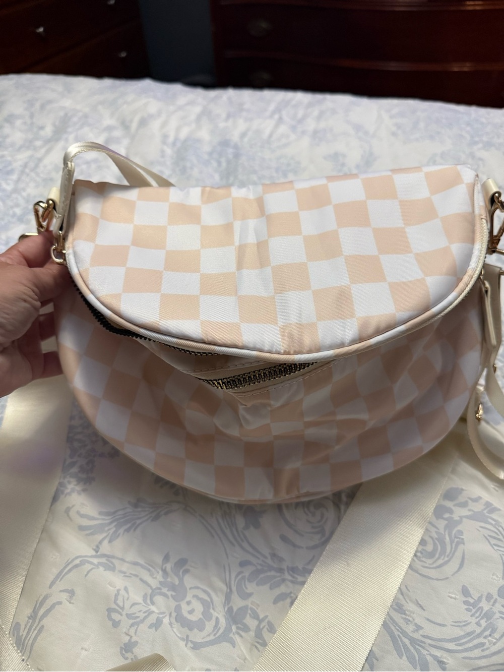 Peach and White Cross Body